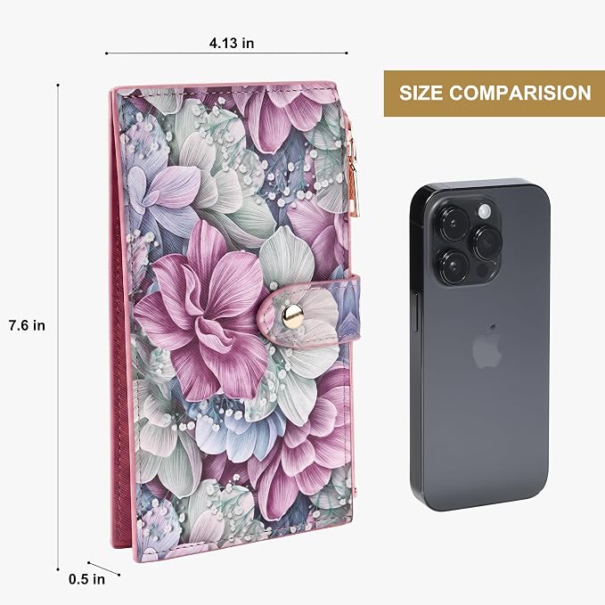 Travelambo RFID Wallet Women Large Size Bifold Multi Card Wallet Case with Zipper Pocke Credit Card Holder for Women