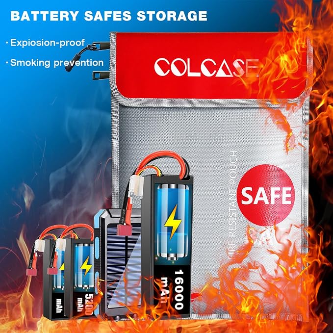 COLCASE Fireproof Document Bag 2 Pockets Fireproof and Waterproof Bag | 2000 ℉ 15 x 11 Inches Silicone Coated Fiberglass Fireproof Bag Silver