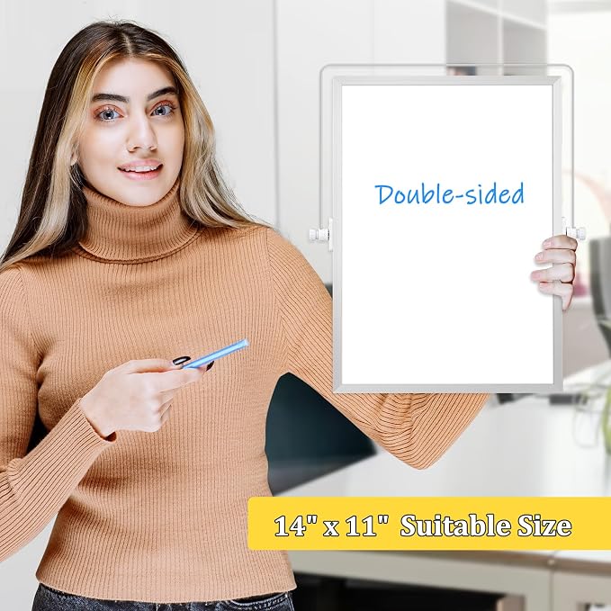 Double-Sided Magnetic White Board with Stand, 14" x 11" | Dry Erase Board with Stand, Desktop Whiteboard Easel , Portable Small White board dry erase for Drawing, Office, Home