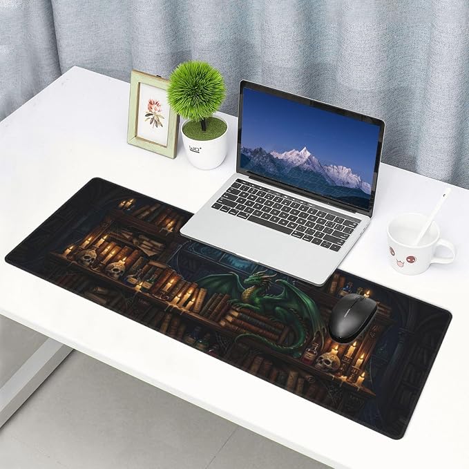 Mysterious Library Gaming Mouse Pad Extended Desk Mat 31.5x11.8in | Gaming Mousepad, Non-Slip Rubber Base, Large Keyboard Pad with Stitched Edges, Desktop Protector, for Office Home