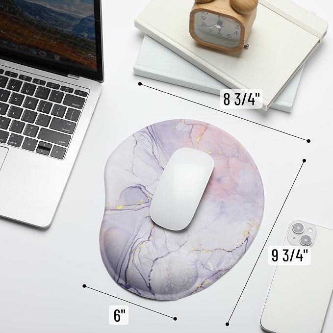 Mr. Pen- Ergonomic Mouse Pad with Wrist Rest, Pink Marble Luxe Design | Breathable Fabric with Memory Foam Cushion, Non-Slip Rubber Base, Gel Mouse Pad with Wrist Support