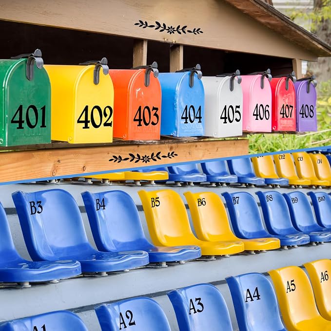 132 Pcs 3" Mailbox Numbers Letters Stickers for Outside,Numbers Letters Decals with Flowers,Self Adhesive Waterproof House Mailbox Address Numbers Letters Vinyl for Door Sign Cars Home,Black