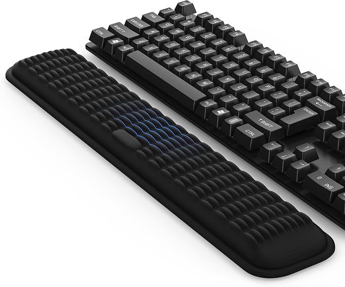 MEKASS Keyboard Wrist Rest, Soft Memory Foam Wrist Support, Keyboard Hand Rest Pad for Wrist Pain Relief, Keyboard Wrist Guard for Long Hours of Work, Gaming, Studying（Classic Black）