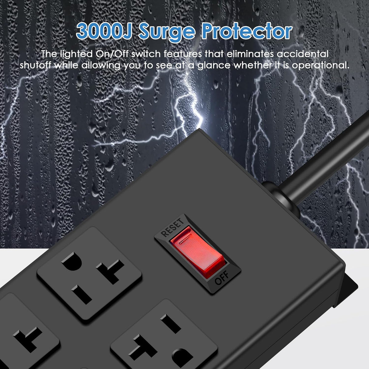 JUNNUJ Heavy Duty 20 Amp Power Strip with Surge Protection 3000J, Garage 16 Outlets Metal 12 Gauge, Desk Strips Wide Spaced, High Amp 5-15P Adapter Shop 6-20R T-Slot Industrial Outlets (16AC, 10FT)