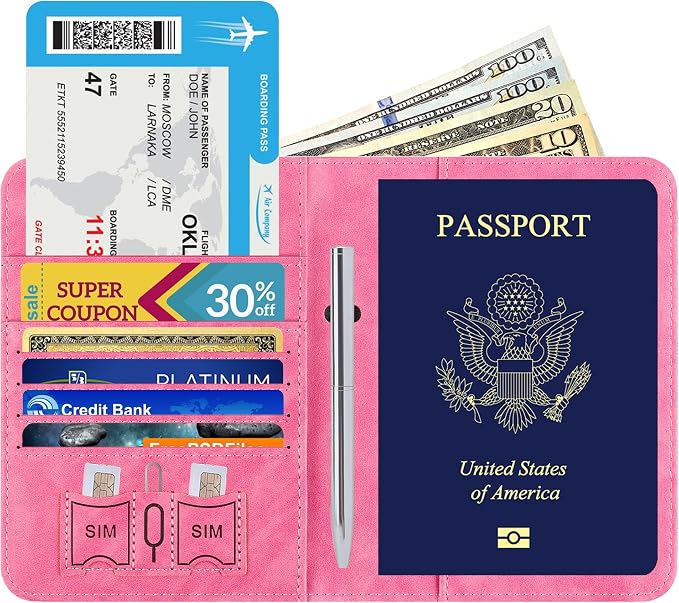 Passport Holder for Travel Essentials, RFID Passport Cover | Rfid Blocking Wallet, Synthetic Leather Case, Vacation Travel Accessories, For Women Men