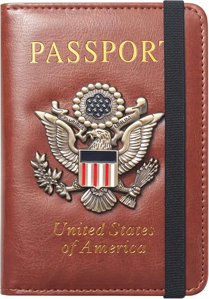 Premium Passport Holder for Travel RFID Blocking Passport Cover Slim | Passport Cover for Women Men Leather US Passport Wallet Case for Travel Passport Book Cover Travel Document Organizer Carrier