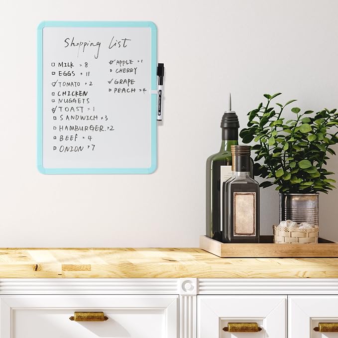 Mr. Pen- Dry Erase Board, 14” x 11” with a Black Dry Erase Marker | Mint Green Frame, Small Mini White Board for Students, Fridge, Wall, Locker, Includes Double Sided Tapes