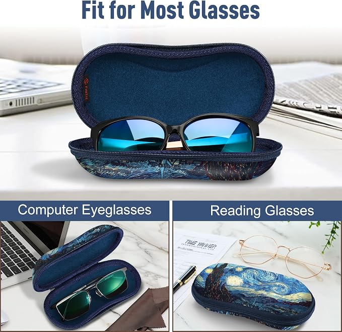 FINTIE Sunglasses Case, Hard EVA Shell Shockproof Sport Glasses Case with Metal Carabiner Travel Zipper Eyeglasses Holder