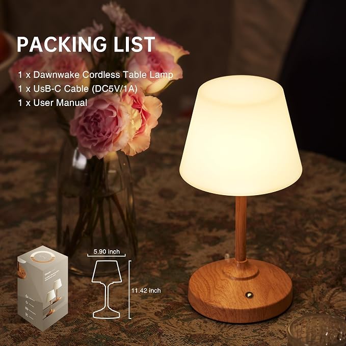 Table Lamp Cordless Lamp,Outdoor Waterproof Shower Lamp,5000mAh Rechargeble Battery Operated Lamps Dimmable Touch Desk Lamps,LED Night Light for Bathroom Patio Camping Restaurant Home
