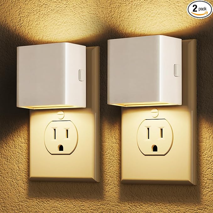 DORESshop LED Night Lights Plug into Wall [2 Pack], Plug in Nightlight, 3 Level Brightness Adjustable Night Light, Dusk to Dawn Sensor, Nightlights for Adults, Bedroom, Bathroom, Hallway, White