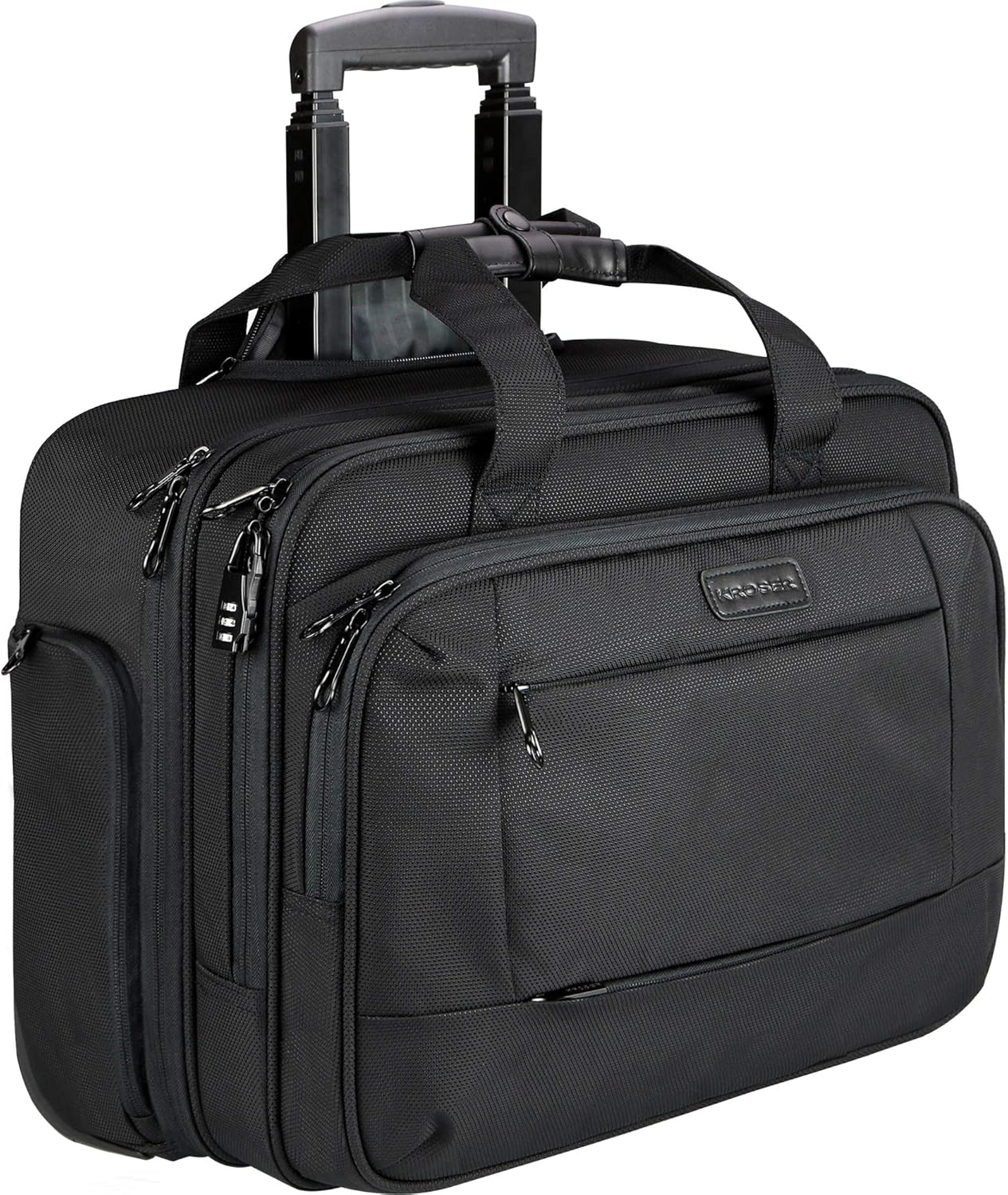 KROSER Rolling Laptop Bag for Men Women, Rolling Laptop Wheeled Briefcase for Business Fits Up to 17.3 Inch Laptop, Water-Repellent Wheeled Computer Bag Roller Case with RFID Pockets for Travel