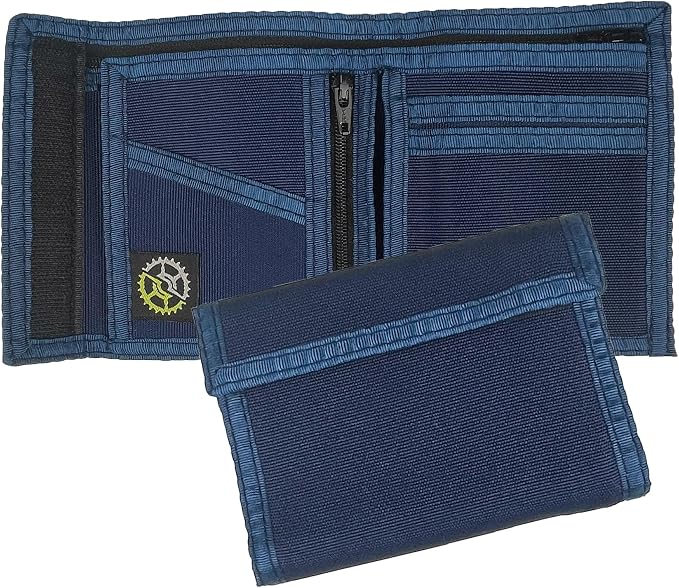 Sprocket Nylon Bifold Wallet with Zippered Pockets (Navy)
