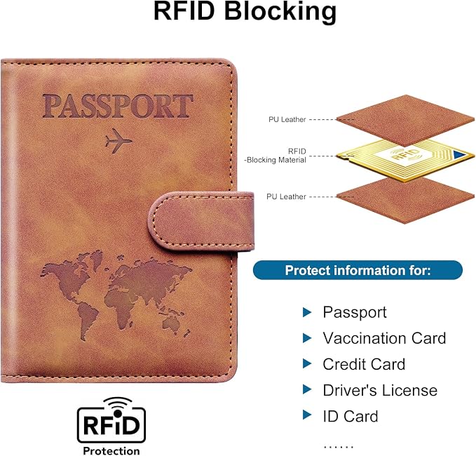 Passport Holder for Travel Women and Men RFID Passport Holder with Card Slots Holder Passport Case Passport cover Passport Wallet Travel Essentials and Accessories