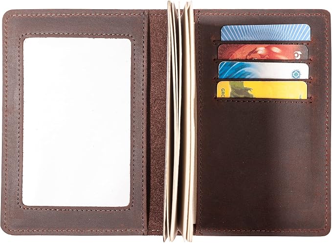 Genuine Leather Passport and Vaccine Card Holder Combo, RFID Blocking, Coffee, Unisex