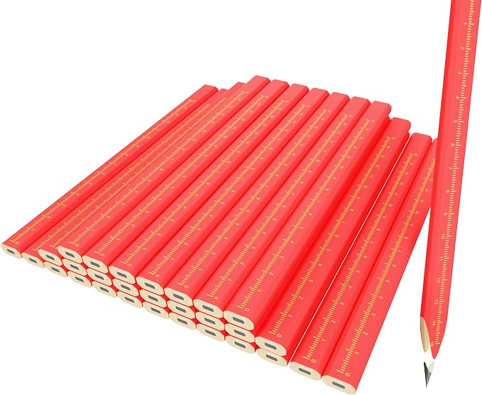 KR. LIF Professional Carpenter Pencils - 29 Pcs Construction Pencils Hexagonal Design
