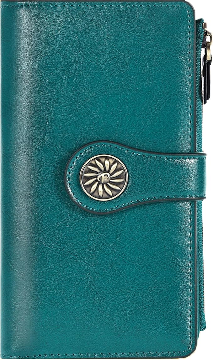 Travelambo Women's Wallet RFID Blocking Trifold Clutch Large Capacity Credit Card Holder Travel Purse