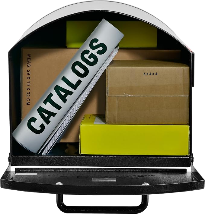 Mail Boss Orca XL Extra Large Steel Mailbox – USPS Approved T4 Rural Mailbox – Heavy-Duty Galvanized Steel, Powder-Coated, Non-Locking Design – Model #7306, Black