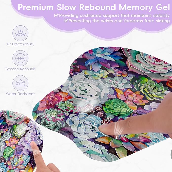 Upgrade Ergonomic Mouse Pad,Non Slip Mousepad Wrist Rest Support for Office, Computer, Laptop & Mac(B-Green Life)