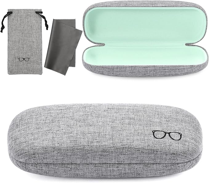 Vemiss Hard Shell Sunglasses Case, Large Linen Fabric Protective Glasses Case for Men Women