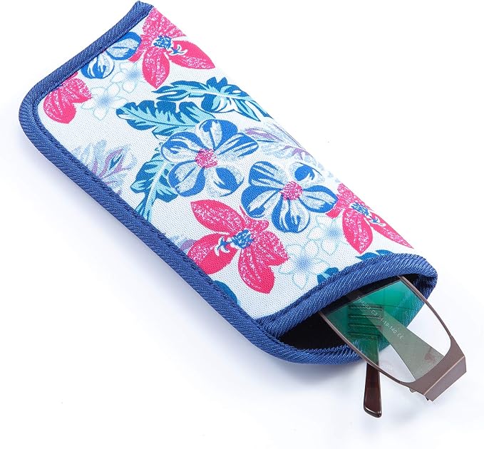 TRIUMPH VISION Reading Glasses Pouch Eyeglass Sleeve Soft Case Slim 3 Pack | Alternative to Bulky Case Lightweight，Neoprene Lined Padded Protect Optical lens Slip in, Cute Pattern Portable for Daily Use
