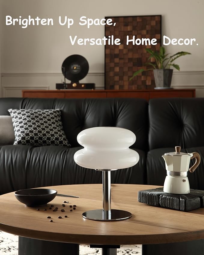 Glivpny Mushroom Table Lamp, Mid Century Modern Decor Lamp(White) | Cool Desk Lamps for Bedroom,Vintage Dimmable Bedside Small Cute Lamps, House Warming Gifts New Home Decor