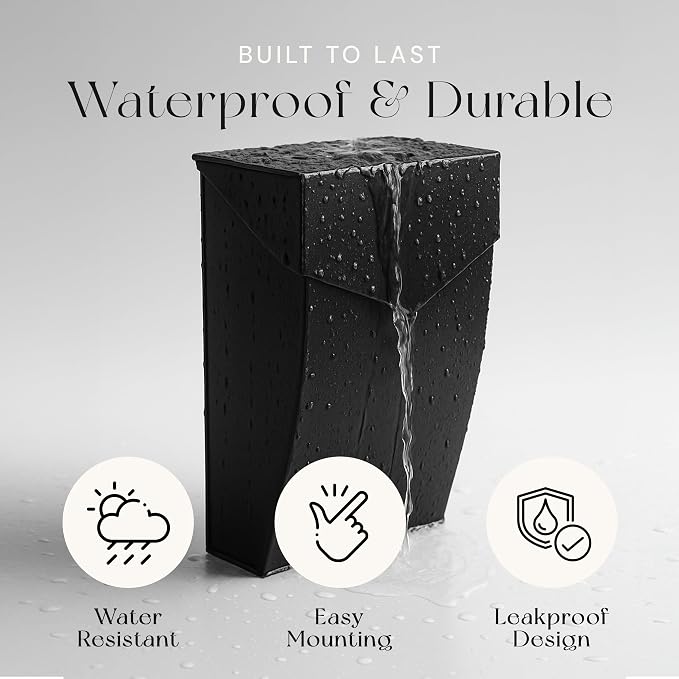 NACH Black Mailbox Wall Mount, 4.8 x 10 x 13 inch Wall Mounted Mailboxes for Outside, Waterpoof Mailbox for House - The Bradley Large Mail Box