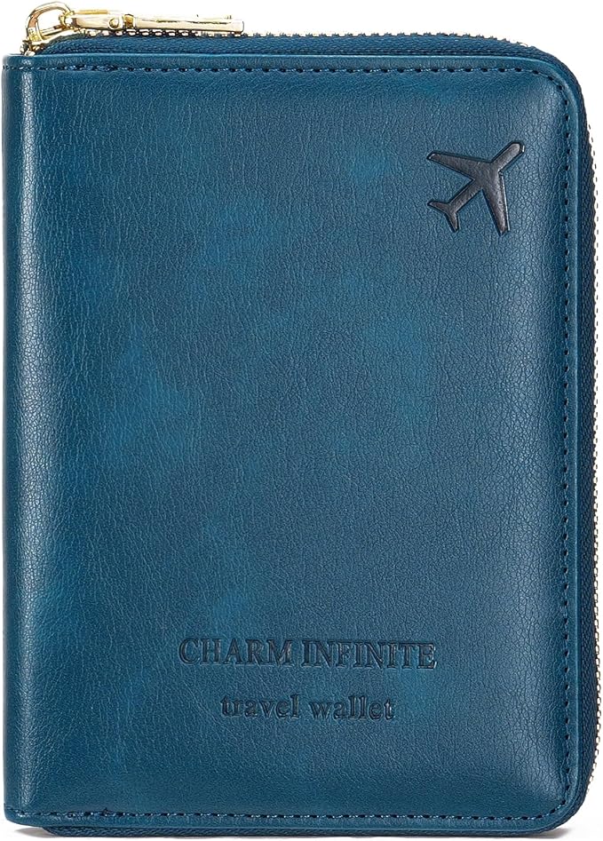 Travel Passport Wallet RFID Blocking Passport Holder-Women and Men with Zippered Ladies Passport Cover
