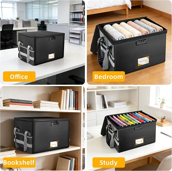 Next of Kin Box Organizer with Labels,Estate Planning Organizer Kit | Fireproof Home & Office Organization with Family Document Guide,Foldable Document Organizer for Family,Combination Lock