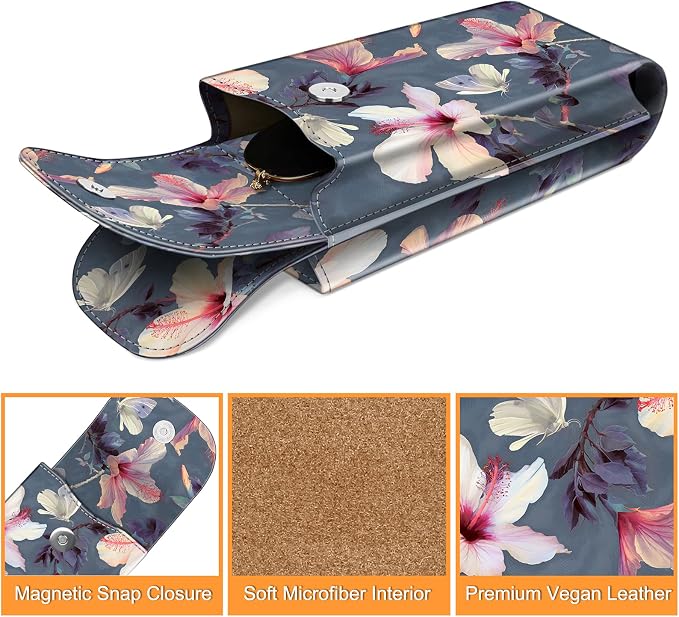 FINTIE Double Glasses Case with Carabiner Hook, Portable Vegan Leather Eyeglass Case Anti-scratch Sunglasses Pouch