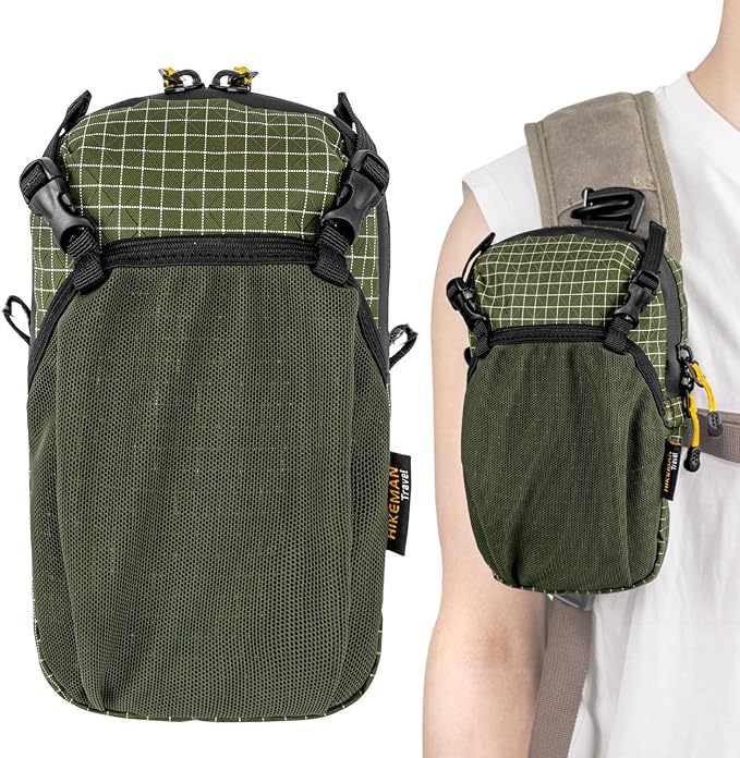 HIKEMAN Backpack Shoulder Strap Pouch - Smartphone Strap Pack,Waterproof Backpack Strap Pocket Attachment Bag for Hikers,Small Crossbody Bag Waist Pack for Sports Hiking Camping (Army Green)