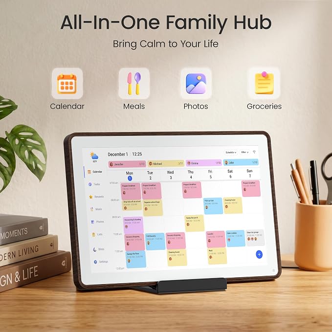 Dragon Touch 10.1 inch Digital Calendar Chore Chart – Digital Picture Frame, Smart Family Planner, Hearth Display Desk Digital Calendar Best Gift for Women, Mom,Christmas, Wedding