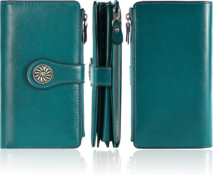 Travelambo Women's Wallet RFID Blocking Trifold Clutch Large Capacity Credit Card Holder Travel Purse