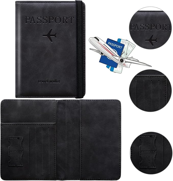 Passport Holder for Travel Women and Men RFID Passport Holder with Card Slots Holder Passport Case Passport cover Passport Wallet Travel Essentials and Accessories
