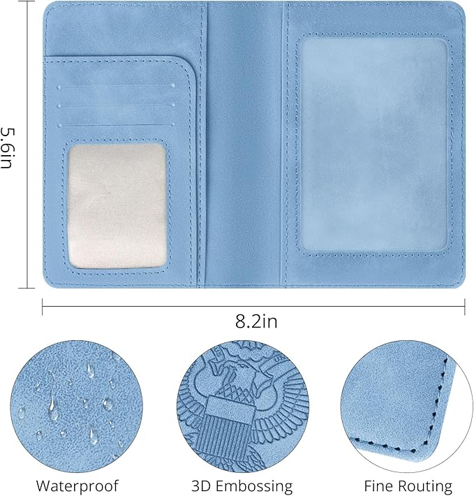 Passport Holder for Travel Essentials,RFID Blocking Passport Cover Wallet Card Case for Women and Men (Blue)