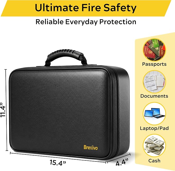 Fireproof Document Box with Lock, 13-Folder File Organizer Bag | 13 accordion folders for passports, certificates, cash & important documents, ideal for home office travel storage