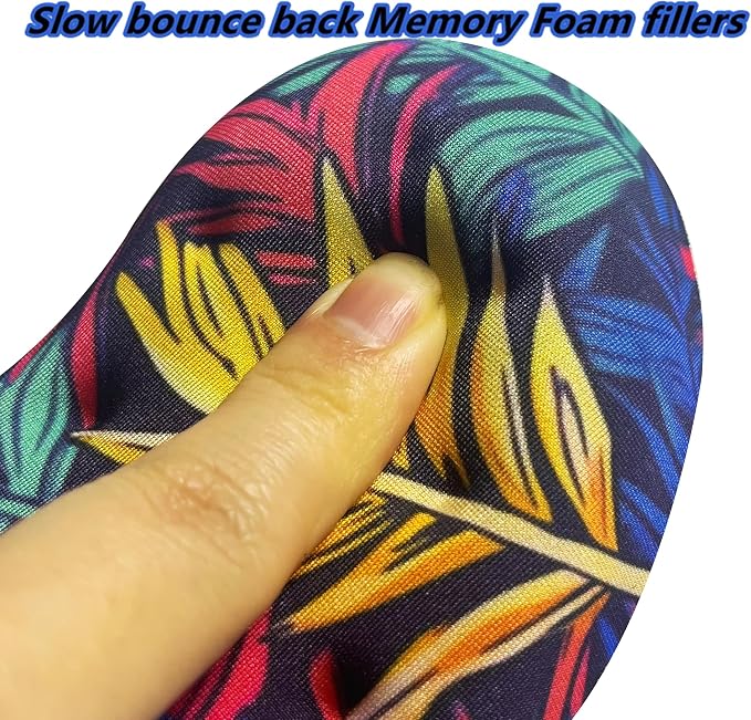 BRILA Ergonomic Memory Foam Mouse Wrist Rest Support Pad Cushion for Computer, Laptop, Office Work, PC Gaming - Massage Holes Design - Wrist Pain Relieve (Vibrant Plants)
