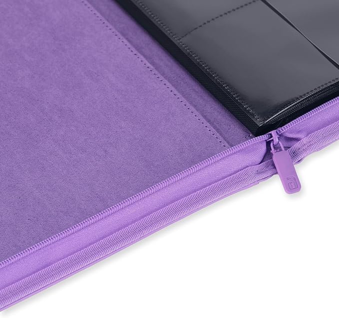 Vault X 12 Pocket Zip Binder, 480 Cards, Exo-Tec Material, 20 Side-Loading Pages (Purple)
