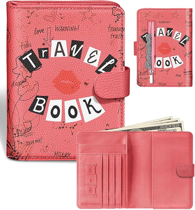 Slohif Airtag Passport Holder Cover Wallet Case for Travel Women - Leather RFID Blocking Passport Book Multiple Personalized Organizer Slim Portable Carrier Card Slots Protector Sleeve Stamp