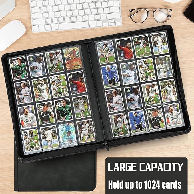 1024 Pocket Card Binder,16 Pocket Trading Card Binder，Side Loading Collectible Card Albums for MTG, for TCG Football, Sports, Game Cards Black