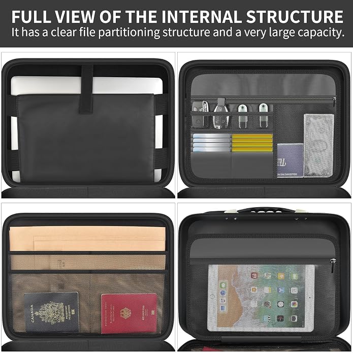 3200℉ Fireproof Briefcase 15.6in Laptop, Legal Size Organizer Filer | Includes13-pocket accordion folder,UL-94 VTM-0 Certified 6-layer,Waterproof Sealed Zippers,Dual-compartment,Bags Only