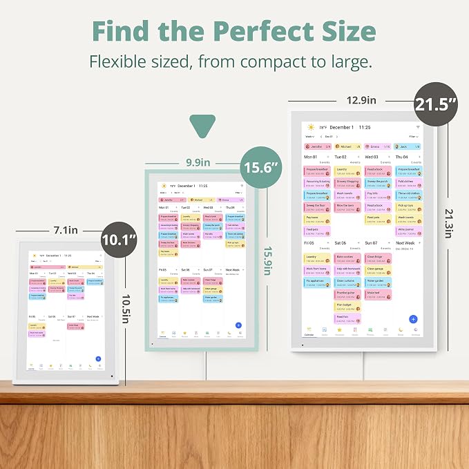Dragon Touch 15.6 inch Digital Calendar & Chore Chart - Interactive Touchscreen Smart Family Planner,Digital Picture Frame for Mom, Women, Christmas & Weddings Green