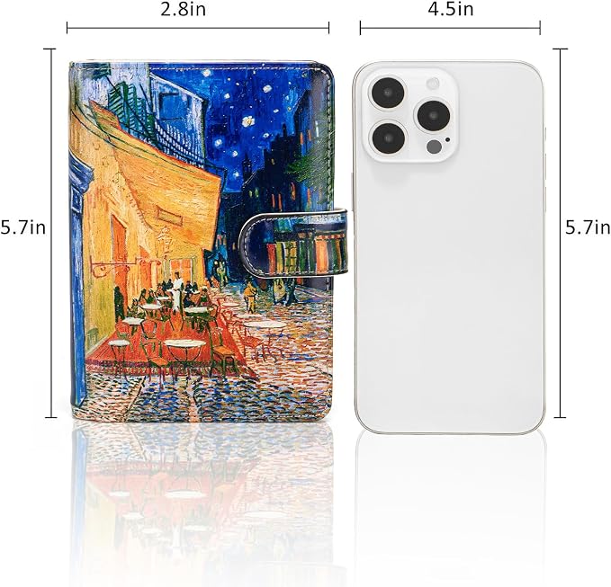 Passport Holder for Travel Essentials, RFID Blocking Passport Wallet Cover with Magnetic Closure, Passport Book Holders for Women and Men (Cafe Terrace at Night)