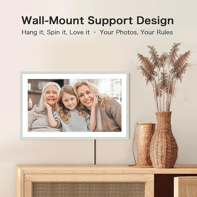 Frameo 15.6" Digital Picture Frame WiFi, Large Digital Photo Frame, 1920*1080 IPS FHD Touchscreen, 32GB Storage, Instant Share Photo Video, Wall-Mountable & Tabletop Display, Gift for Mom