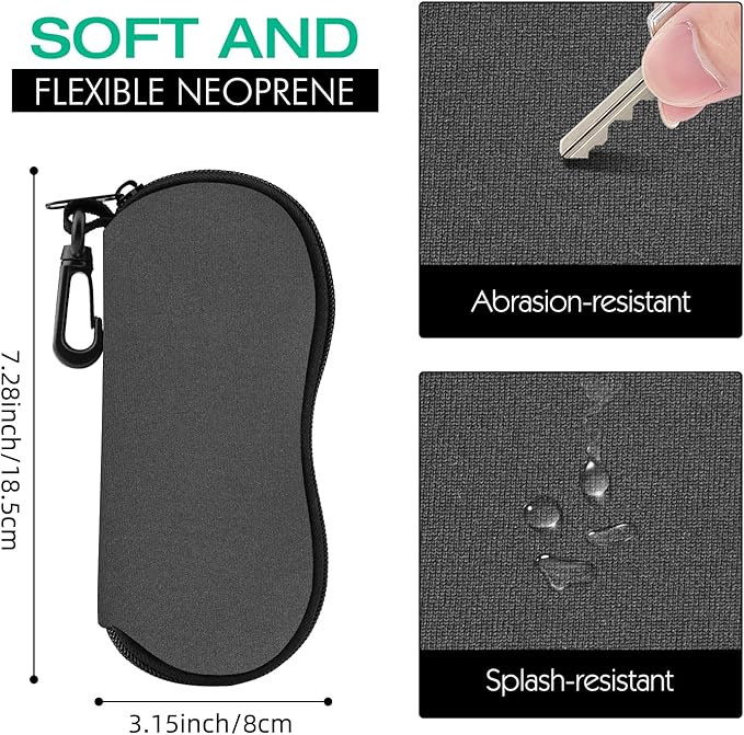 MoKo Sunglasses Soft Case Ultra Light Neoprene Zipper Eyeglass Case for Men Women