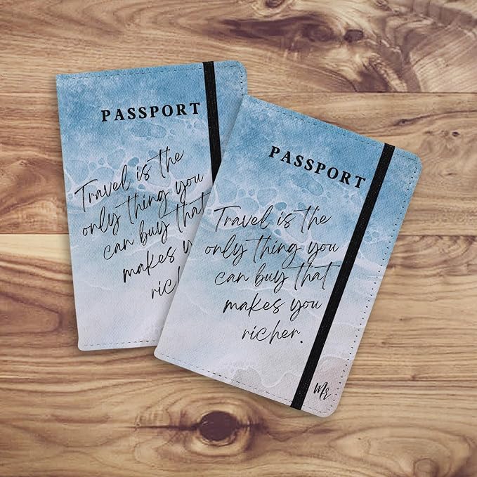 Passport Book Holder,Passport Wallet for Men Mr and Mrs Passport Holder for Women Passport Cover World Map Passport Case for Couples Christmas Traveling Passport Book Protector 2PCS