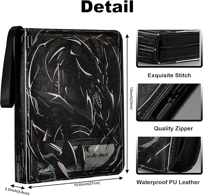 Trading Card binder for YGO Card- 990 Pockets Card Album with Sleeves Compatible with Y-G-O Cards, TCG Cards Or Other Standard Size Cards Holder- Dark Dragon