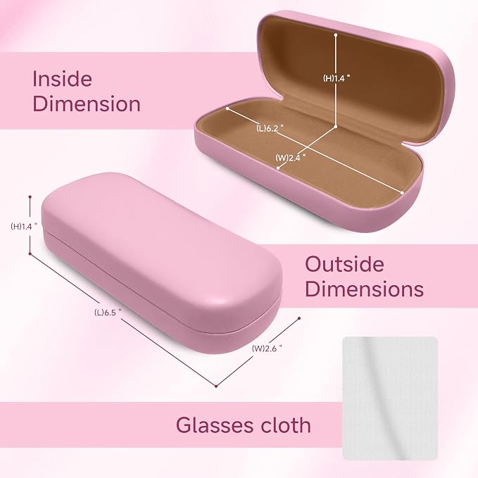 Glasses Case Large Hard Shell, PU Leather Protection for Eyeglasses Case