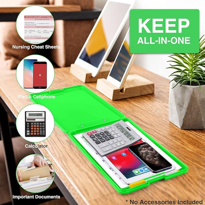 Sooez Clipboard with Storage, Plastic Nursing Clip Board, 8.5" x 11", Work | Sturdy Clipboards Foldable, Cute Hanging Clip Board Case, Teacher, Classroom Must Haves, Office School Supplies, Women & Men