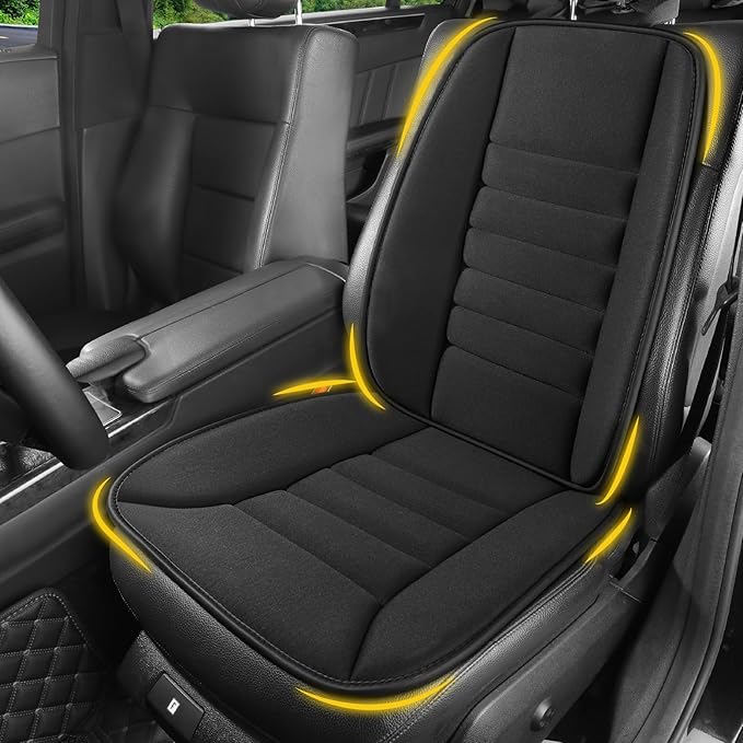 Lofty Aim Car Seat Cushion with Back Support Pillow, Driver Seat Cushion | Comfy Lumbar Support & Seat Cushion, Memory Foam Seat Cushion for Pain Relief, Butt Pillow for Car, Truck, Black