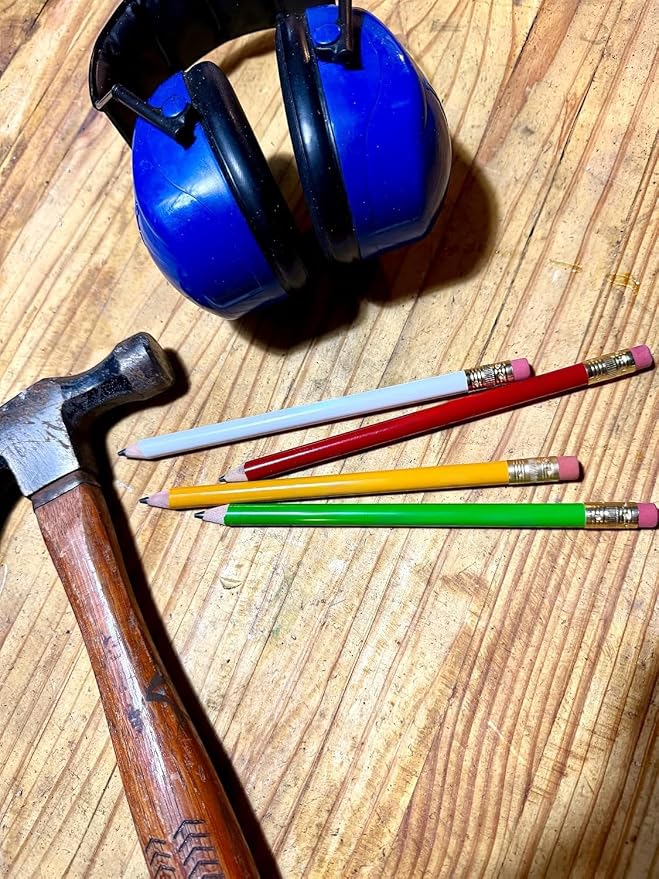 RevMark Jumbo Round Pencil 24-Pack with Black Lead, USA Made. Quality Cedar Wood for Carpenters, Construction Workers, Woodworkers, Framers, DIY, Students, Teachers (Red)
